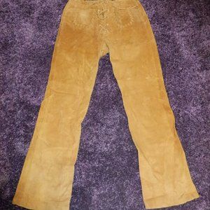 Boutique Europa Suede Leather Pants w/Whip Stitch Accents Western Lace Up 6
